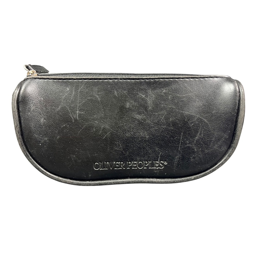 Oliver Peoples Black Zippered Eyewear Sunglasses Case Pouch Logo Distressed